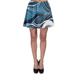 Abstract Blue Ocean Wave Skater Skirt by Jack14