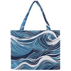 Abstract Blue Ocean Wave Mini Tote Bag by Jack14