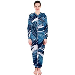 Abstract Blue Ocean Wave Onepiece Jumpsuit (ladies)