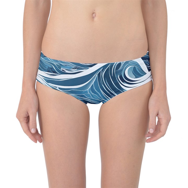 Abstract Blue Ocean Wave Classic Bikini Bottoms