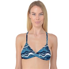 Abstract Blue Ocean Wave Reversible Tri Bikini Top by Jack14