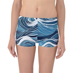 Abstract Blue Ocean Wave Reversible Boyleg Bikini Bottoms by Jack14