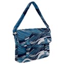 Abstract Blue Ocean Wave Buckle Messenger Bag View1