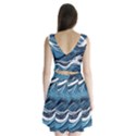 Abstract Blue Ocean Wave Split Back Mini Dress  View2