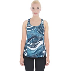 Abstract Blue Ocean Wave Piece Up Tank Top by Jack14