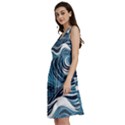 Abstract Blue Ocean Wave Classic Skater Dress View2