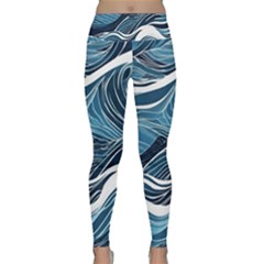 Abstract Blue Ocean Wave Lightweight Velour Classic Yoga Leggings by Jack14