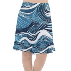 Abstract Blue Ocean Wave Fishtail Chiffon Skirt by Jack14