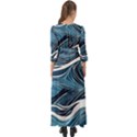 Abstract Blue Ocean Wave Button Up Maxi Dress View2