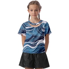 Abstract Blue Ocean Wave Kids  Front Cut T-shirt by Jack14