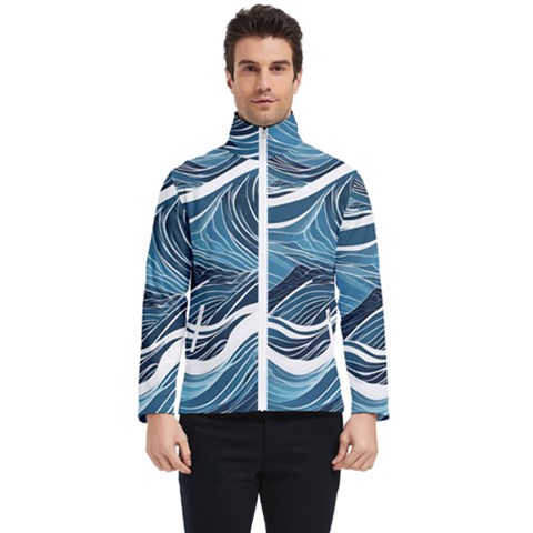 Abstract Blue Ocean Wave Men s Bomber Jacket by Jack14