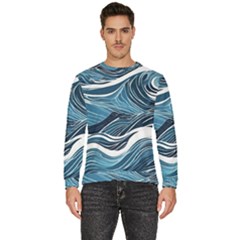 Abstract Blue Ocean Wave Men s Fleece Sweatshirt