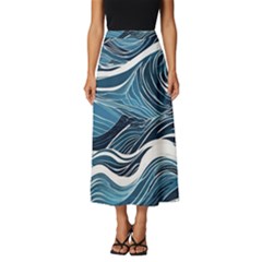 Abstract Blue Ocean Wave Classic Midi Chiffon Skirt by Jack14