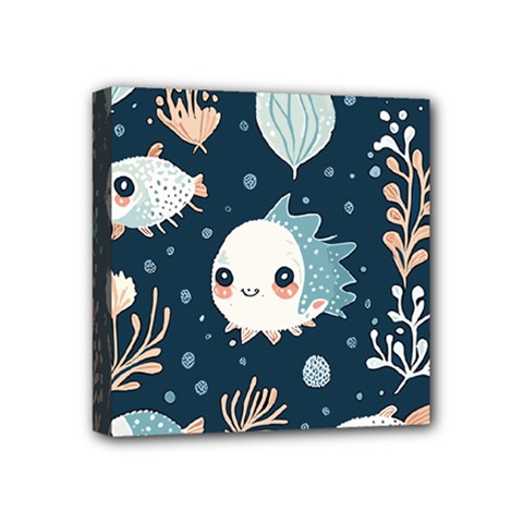 Fish Pattern Mini Canvas 4  X 4  (stretched) by Valentinaart