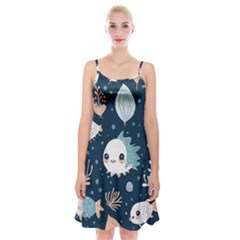 Fish Pattern Spaghetti Strap Velvet Dress by Valentinaart