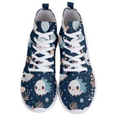 Fish Pattern Men s Lightweight High Top Sneakers by Valentinaart