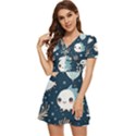 Fish pattern V-Neck High Waist Chiffon Mini Dress View2