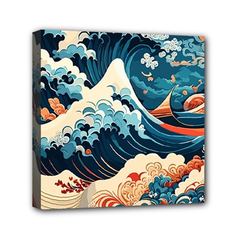 Wave Pattern Mini Canvas 6  X 6  (stretched) by Valentinaart