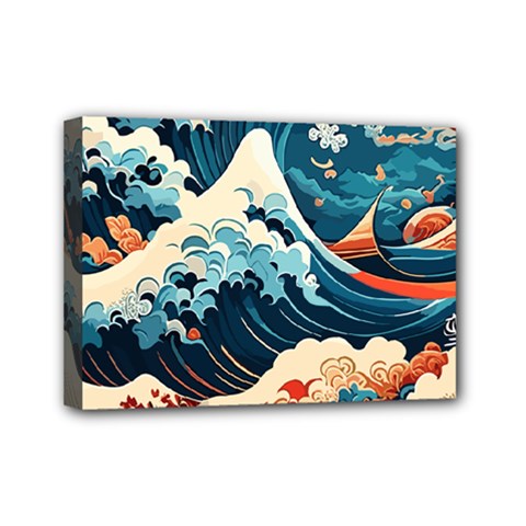 Wave Pattern Mini Canvas 7  X 5  (stretched) by Valentinaart