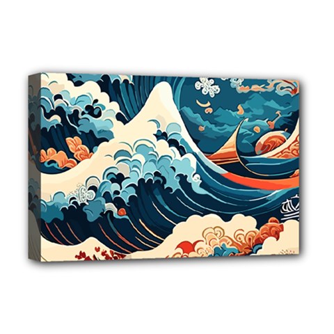 Wave Pattern Deluxe Canvas 18  X 12  (stretched) by Valentinaart