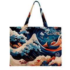 Wave Pattern Zipper Mini Tote Bag by Valentinaart