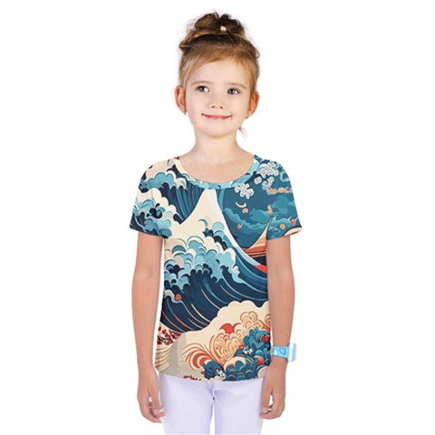 Wave Pattern Kids  One Piece T-shirt by Valentinaart