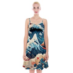 Wave Pattern Spaghetti Strap Velvet Dress by Valentinaart