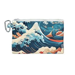 Wave Pattern Canvas Cosmetic Bag (medium) by Valentinaart