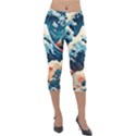 Wave pattern Lightweight Velour Capri Leggings  View1