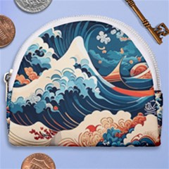 Wave Pattern Horseshoe Style Canvas Pouch by Valentinaart