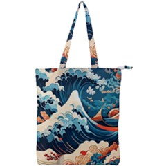 Wave Pattern Double Zip Up Tote Bag by Valentinaart