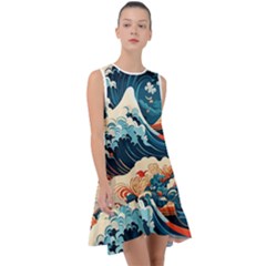 Wave Pattern Frill Swing Dress by Valentinaart