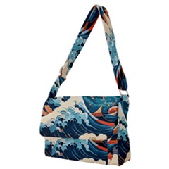 Wave Pattern Full Print Messenger Bag (m) by Valentinaart