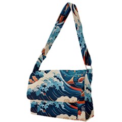 Wave Pattern Full Print Messenger Bag (l) by Valentinaart