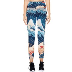 Wave Pattern Pocket Leggings  by Valentinaart