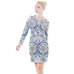 Boho Pattern Button Long Sleeve Dress by Valentinaart