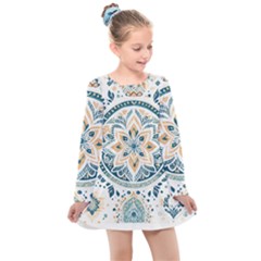 Boho Pattern Kids  Long Sleeve Dress