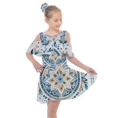 Boho Pattern Kids  Shoulder Cutout Chiffon Dress by Valentinaart