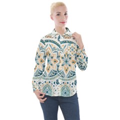 Boho Pattern Women s Long Sleeve Pocket Shirt