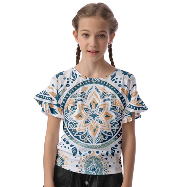 Boho pattern Kids  Cut Out Flutter Sleeves