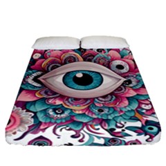 Eyes Pattern Fitted Sheet (queen Size) by Valentinaart