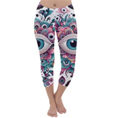 Eyes Pattern Capri Winter Leggings 