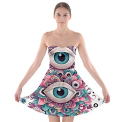 Eyes Pattern Strapless Bra Top Dress by Valentinaart