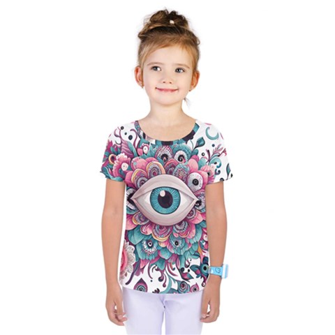 Eyes Pattern Kids  One Piece T-shirt by Valentinaart