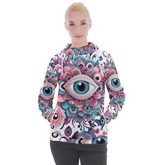 Eyes Pattern Women s Hooded Pullover by Valentinaart