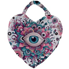 Eyes Pattern Giant Heart Shaped Tote by Valentinaart