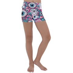 Eyes Pattern Kids  Lightweight Velour Yoga Shorts by Valentinaart