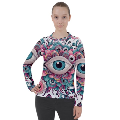 Eyes Pattern Women s Pique Long Sleeve T-shirt by Valentinaart