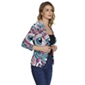 Eyes pattern Women s One-Button 3/4 Sleeve Short Jacket View3