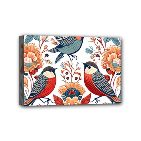 Birds Mini Canvas 6  X 4  (stretched) by Valentinaart